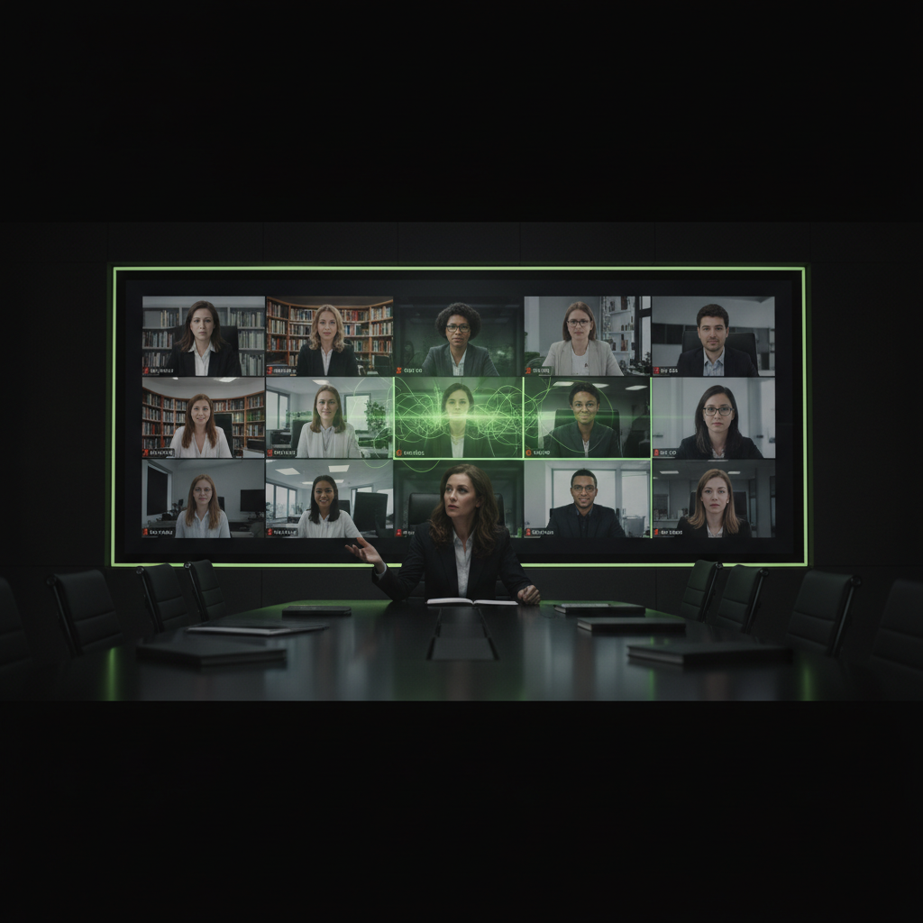 Network leader on a video call with several campus leaders