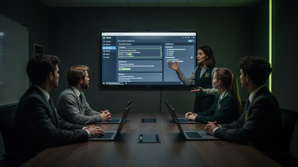 School leadership team asking questions during a software demo